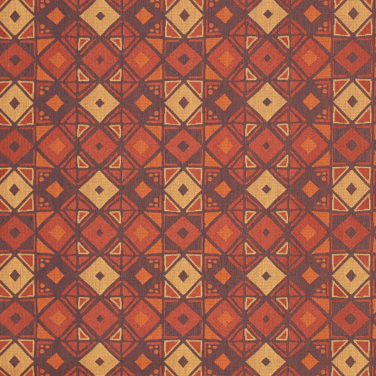 Sunset - Orange Rust,red Burgundy Abstract Geometric Upholstery Fabric 54 Inches"
